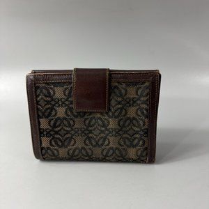 Vintage Loewe Brown Canvas & Leather Bifold Wallet